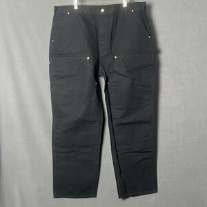 Vtg Y2K Carhartt B01 BLK Double Knee Black Duck Canvas Pants Mens 42x32 Made USA